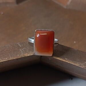 Carnelian gemstone ring, size 10.5, Silver Plated